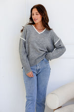 Havana Contrast Knit Jumper Grey