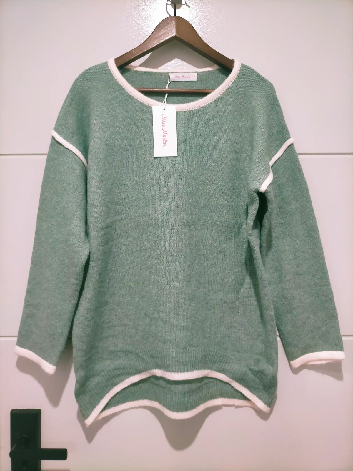 Havana Contrast Knit Jumper Sage