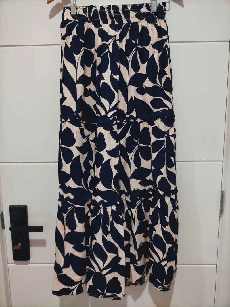 Hollywood Maxi Skirt Navy Vine print