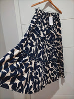 Hollywood Maxi Skirt Navy Vine print