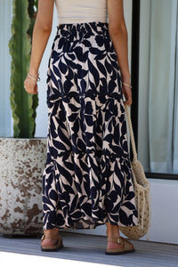 Hollywood Maxi Skirt Navy Vine print