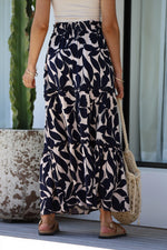 Hollywood Maxi Skirt Navy Vine print