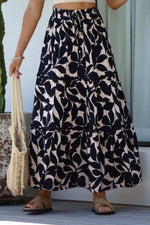 Hollywood Maxi Skirt Navy Vine print