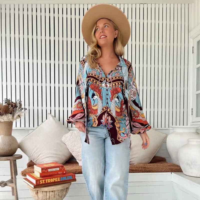 Imogen Blouse Wild Hearts print