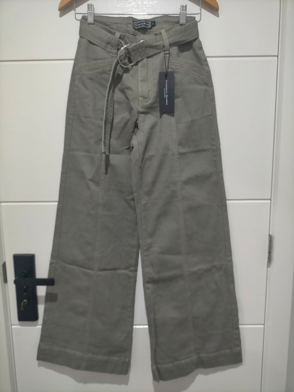 Indiana Stretch Wide Leg Belted Jean ~ Khaki