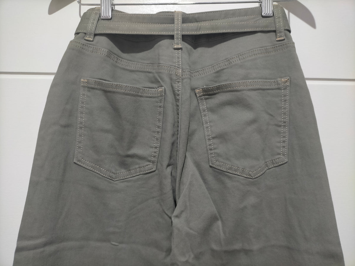Indiana Stretch Wide Leg Belted Jean ~ Khaki