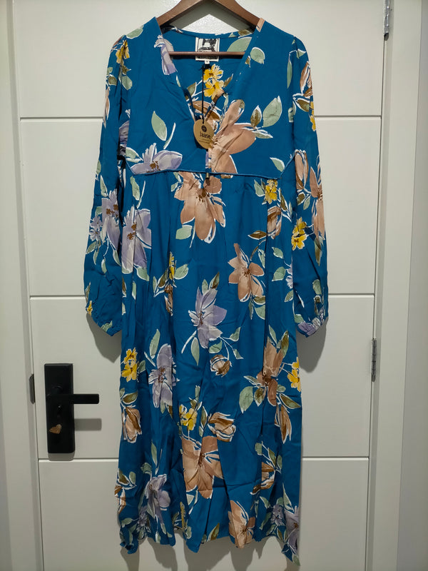 Jaase Penny Midi Dress Georgia print – flat lay full front view