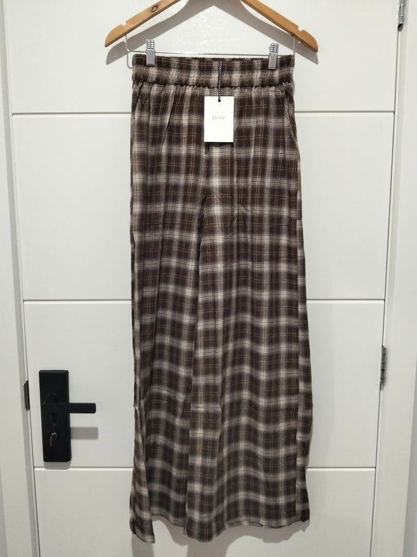 Jaase Stevie Austin Flannel Pants chocolate by Jaase – flatlay shot showing full length view of front of pants