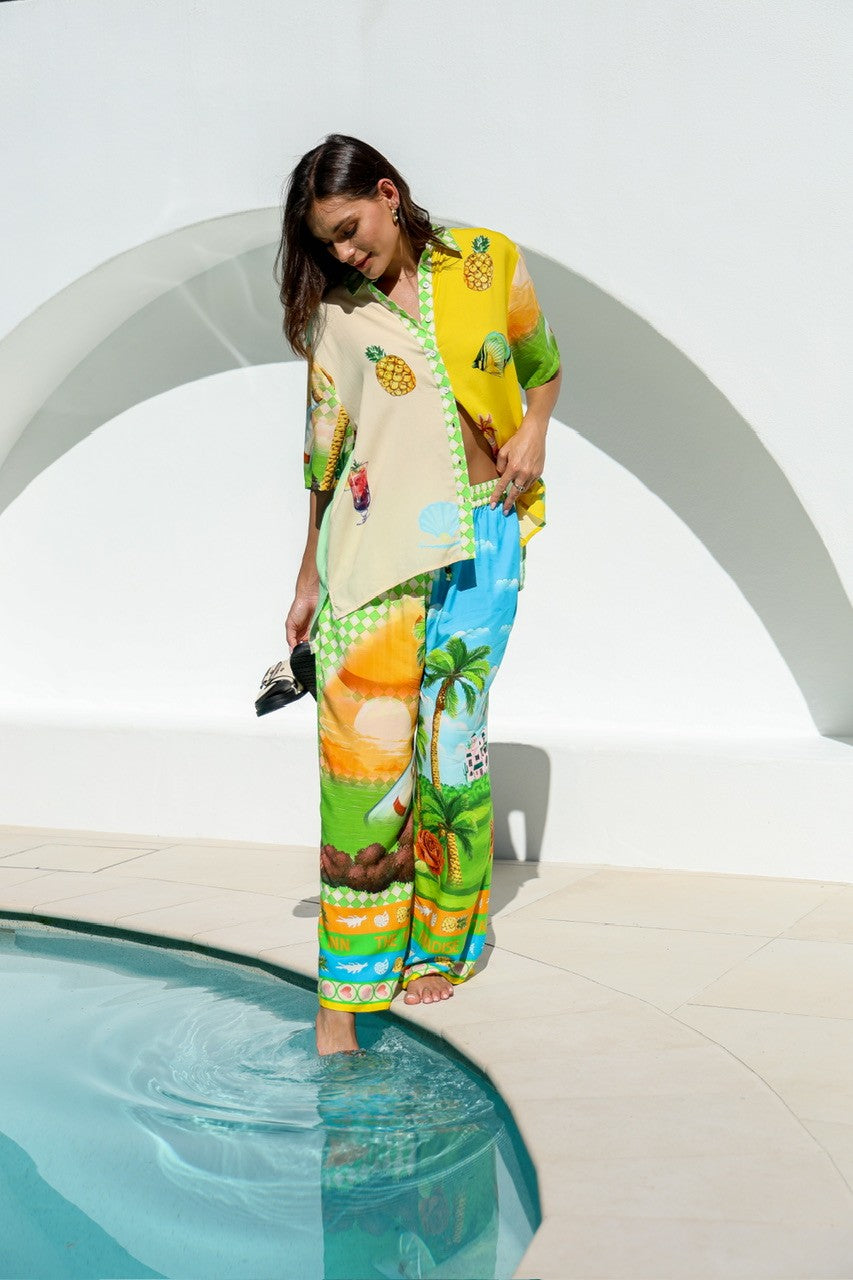 Barcelona Pant and Shirt Set ~ Paradiso Island print