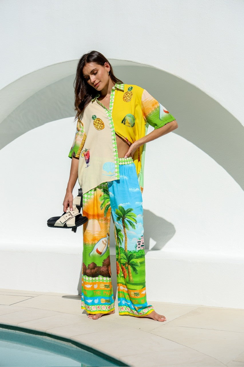 Barcelona Pant and Shirt Set ~ Paradiso Island print