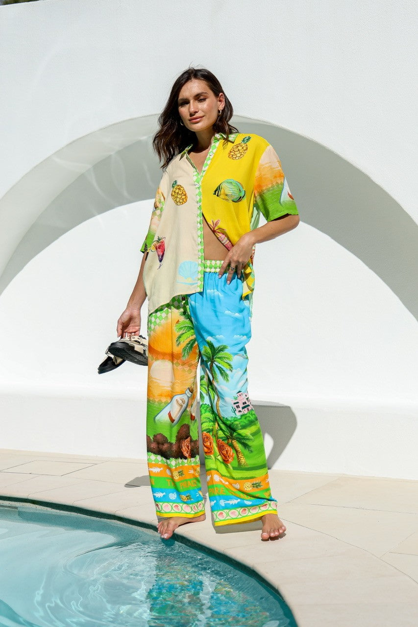 Barcelona Pant and Shirt Set ~ Paradiso Island print