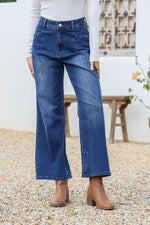 J-Lo Wide Leg Crop Jeans - Dark Blue