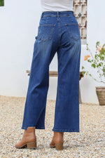J-Lo Wide Leg Crop Jeans - Dark Blue