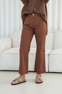 J-Lo Wide Leg Crop Jeans ~ Tan