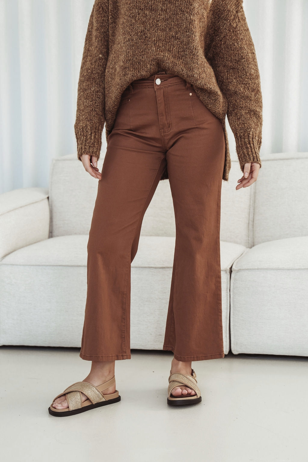 J-Lo Wide Leg Crop Jeans ~ Tan