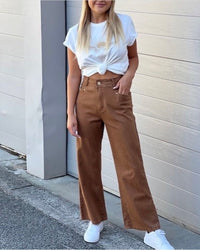 J-Lo Wide Leg Crop Jeans ~ Tan