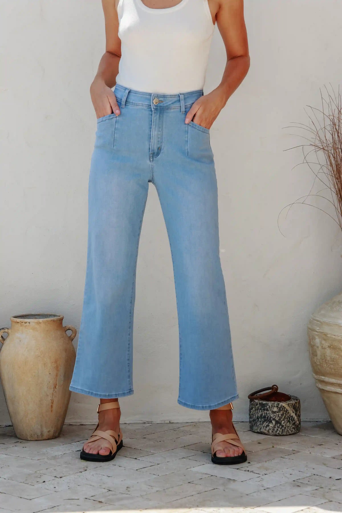 J-Lo Wide Leg Crop Jeans ~ Light Blue