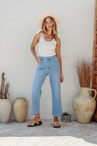 J-Lo Wide Leg Crop Jeans ~ Light Blue