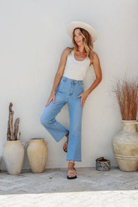 J-Lo Wide Leg Crop Jeans ~ Light Blue