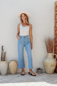 J-Lo Wide Leg Crop Jeans ~ Light Blue