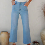 J-Lo Wide Leg Crop Jeans - Light Blue
