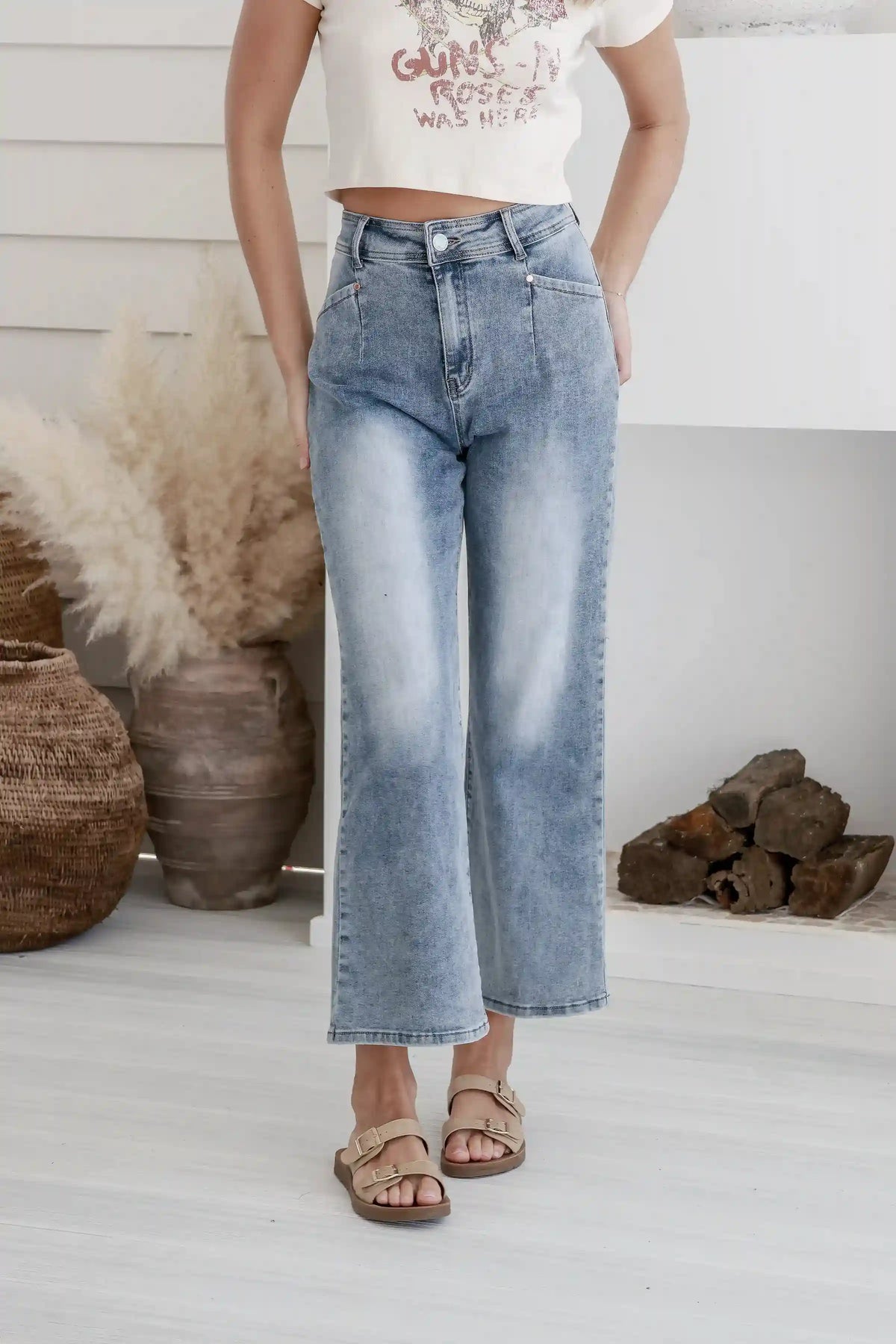 J-Lo Wide Leg Crop Jeans ~ Vintage Mid Blue
