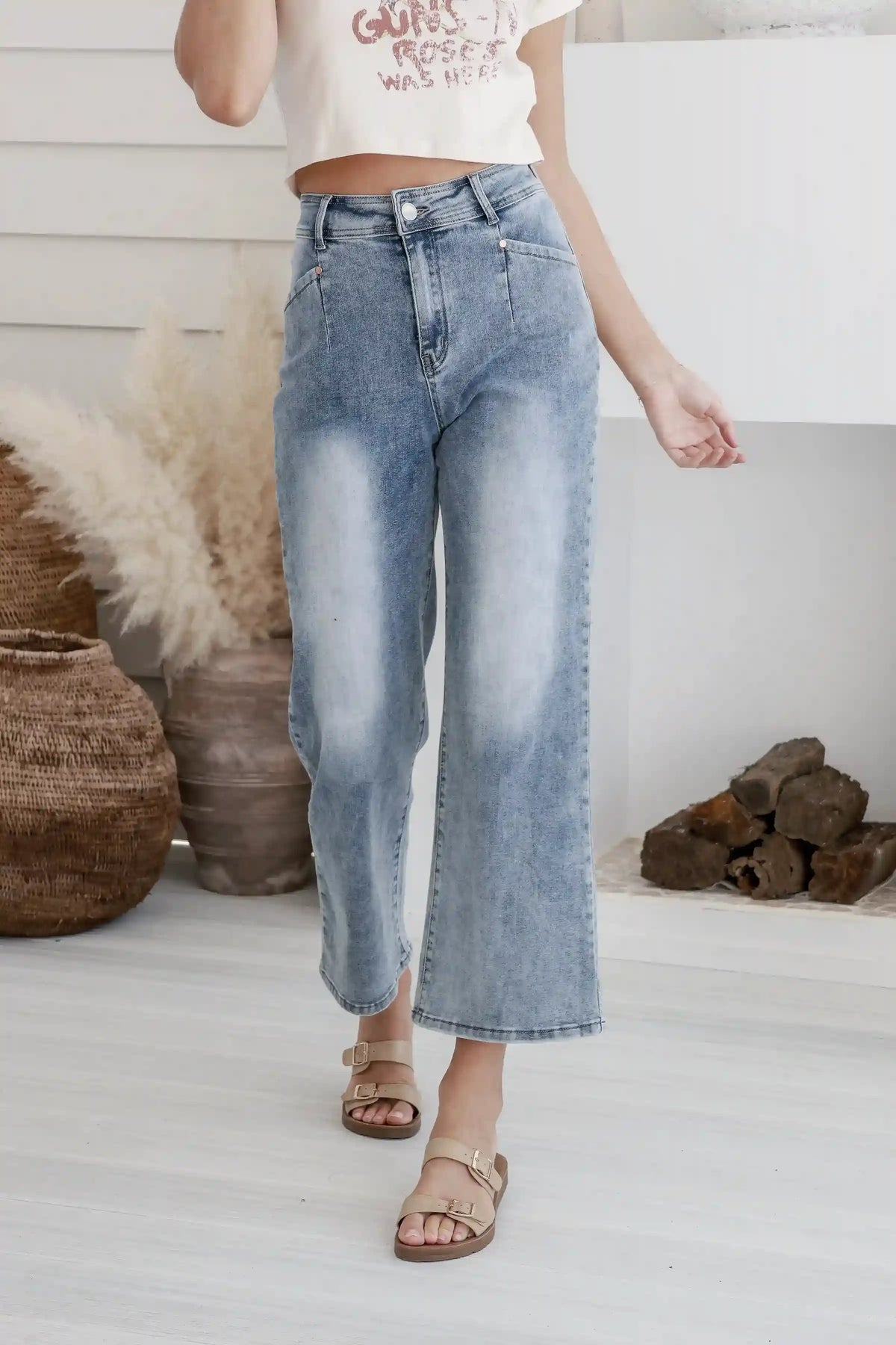 J-Lo Wide Leg Crop Jeans ~ Vintage Mid Blue