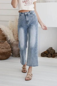 J-Lo Wide Leg Crop Jeans ~ Vintage Mid Blue