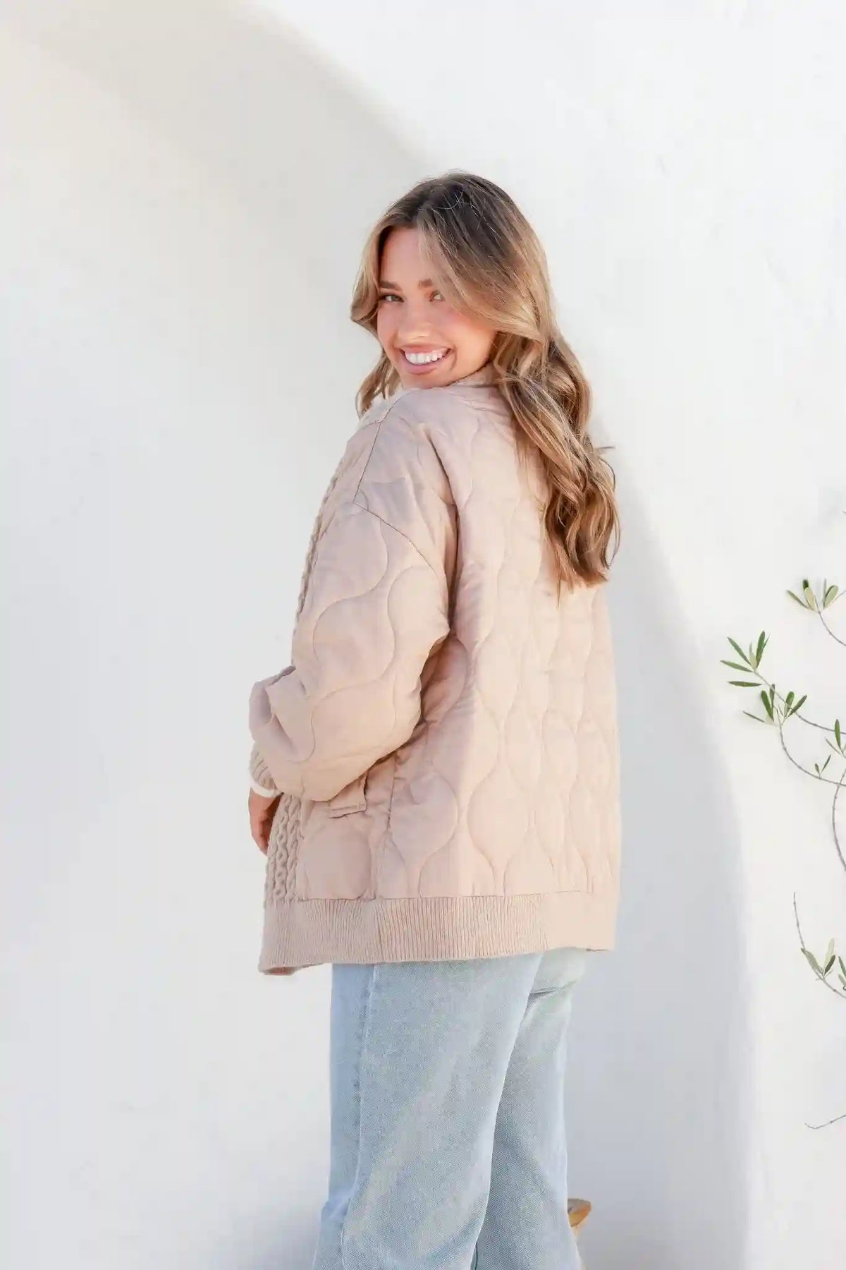 Jordan Knit Puffer Jacket Latte