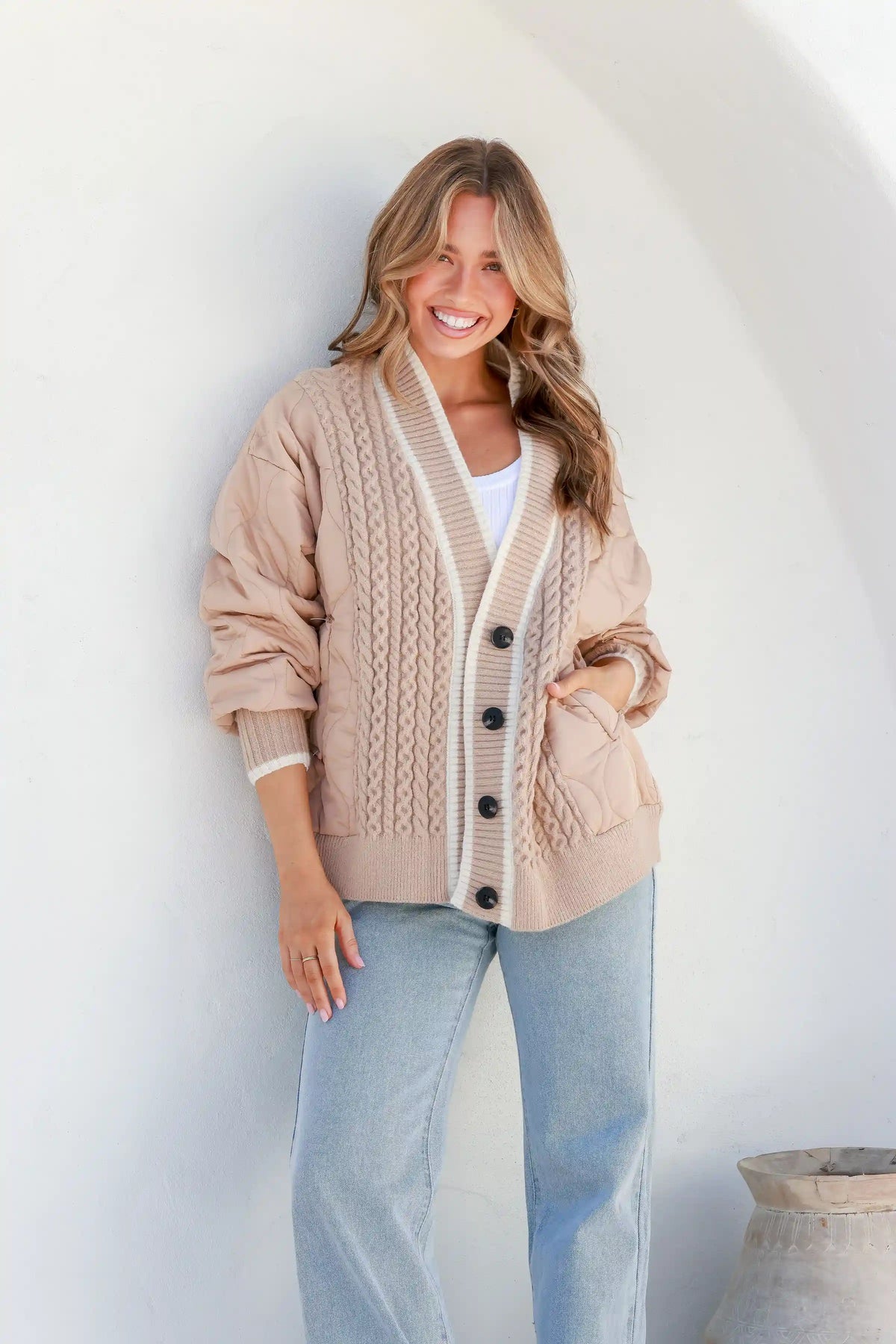 Jordan Knit Puffer Jacket Latte