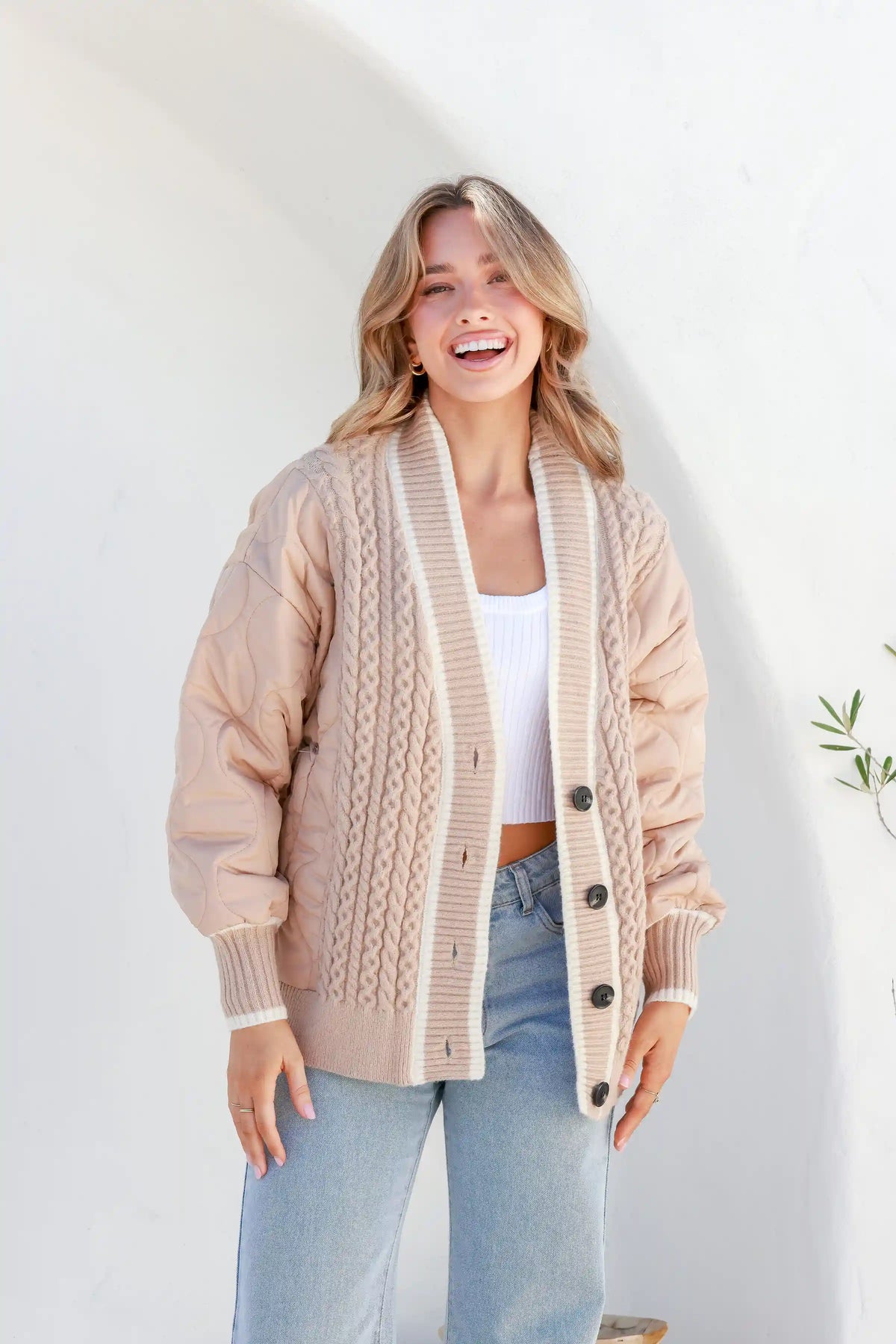 Jordan Knit Puffer Jacket Latte