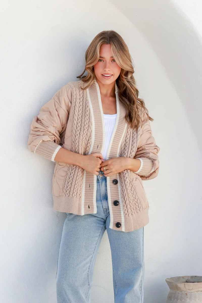 Jordan Knit Puffer Jacket Latte