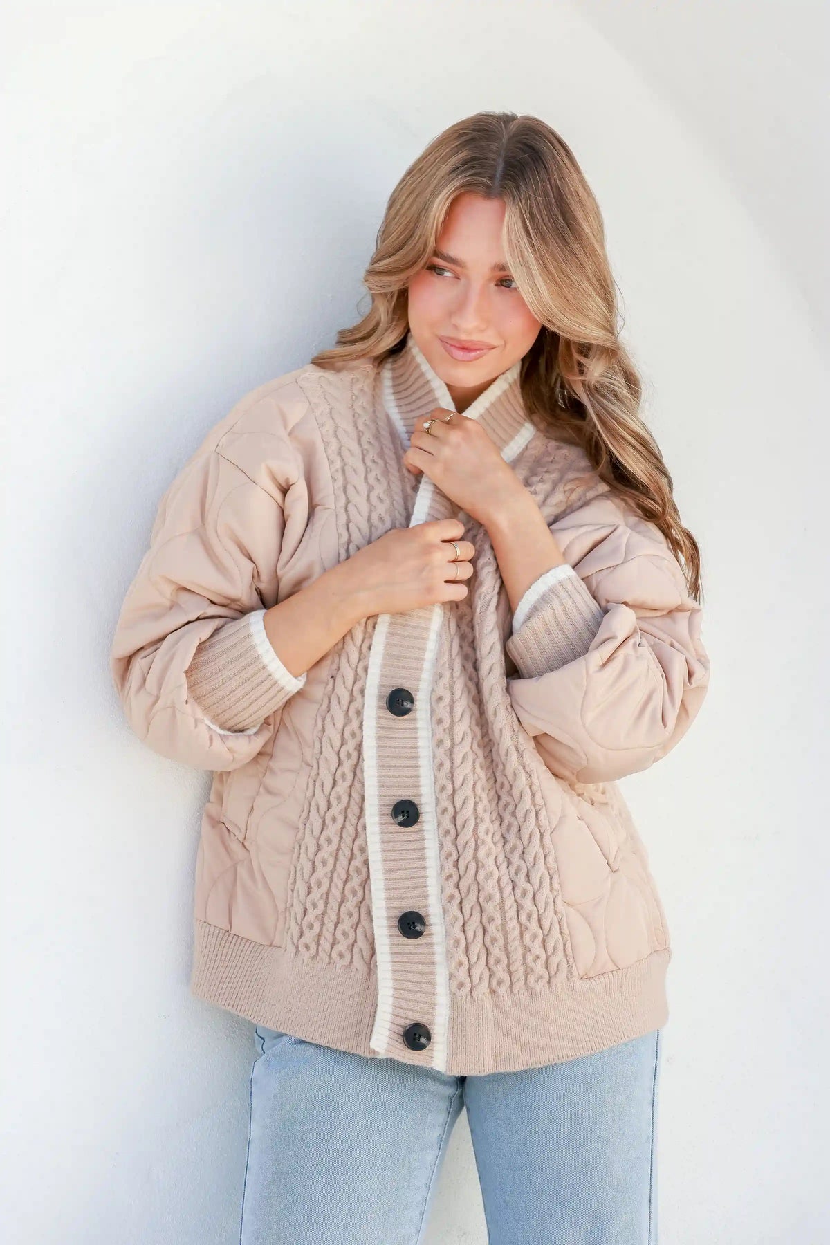 Jordan Knit Puffer Jacket Latte