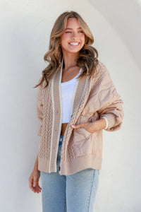 Jordan Knit Puffer Jacket Latte