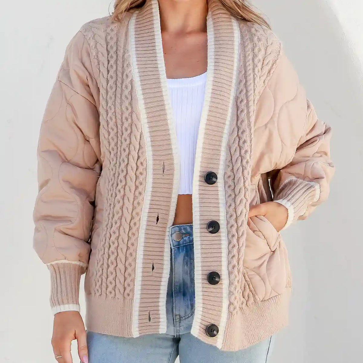 Jordan Knit Puffer Jacket Latte