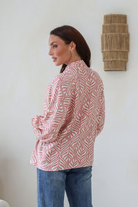 Aperol Blouse ~ Vine Blush and White