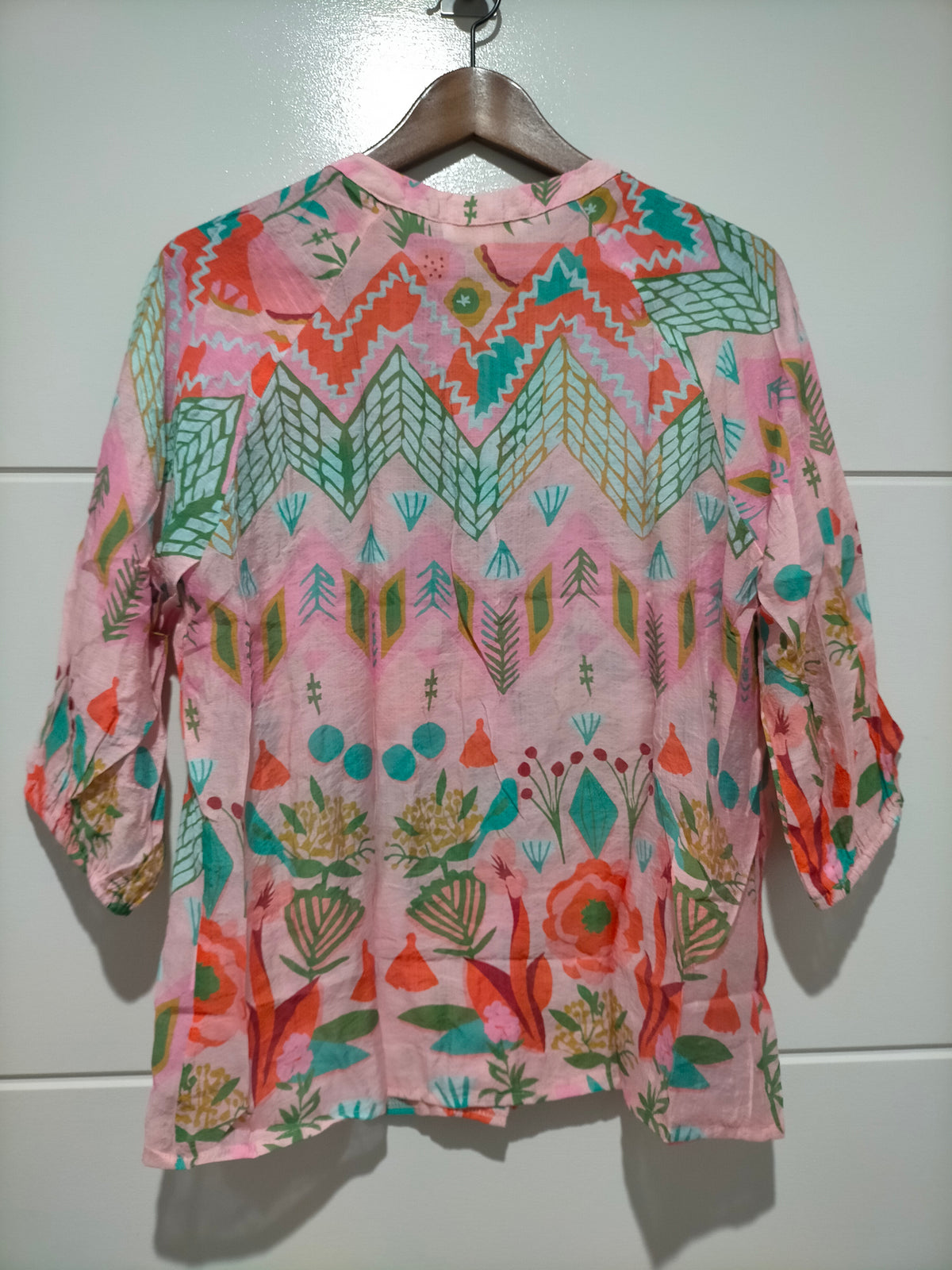 Malta Blouse Top ~ Pink Garden print