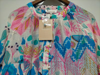Malta Blouse Top ~ White Garden print