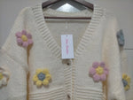 Mayfair Flower Knit Cardigan - Creamy Winter White