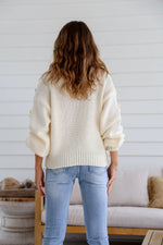 Mayfair Flower Knit Cardigan - Creamy Winter White