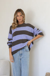 Brady Bunch Stripe Knit ~ Lilac Chocolate