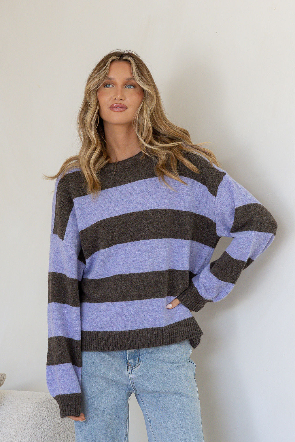 Brady Bunch Stripe Knit ~ Lilac Chocolate
