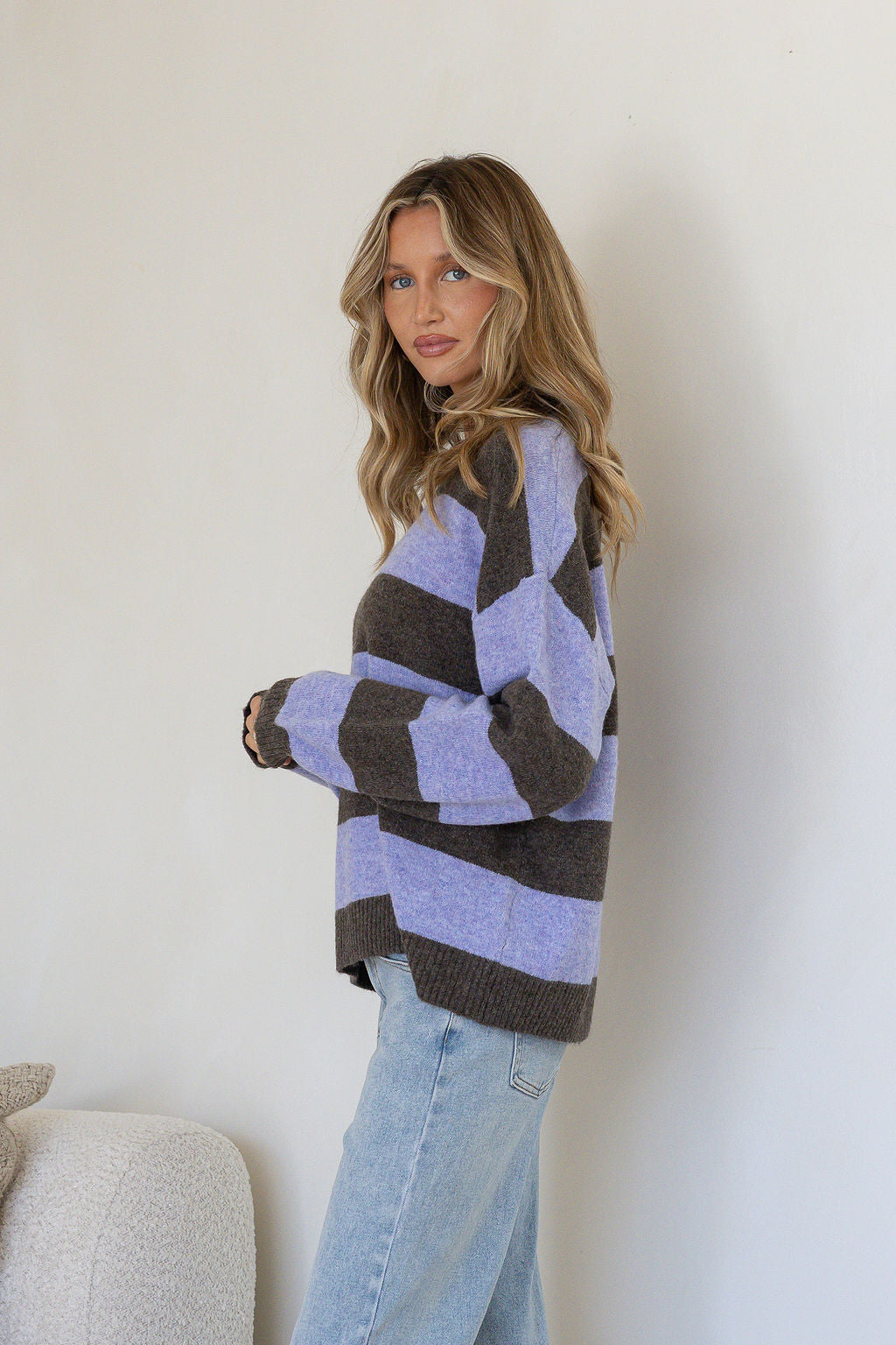 Brady Bunch Stripe Knit ~ Lilac Chocolate