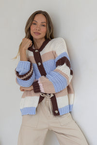 Bastille Chunky Cardi ~ Blue Stripe