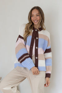 Bastille Chunky Cardi ~ Blue Stripe