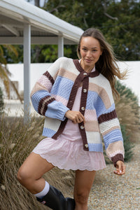 Bastille Chunky Cardi ~ Blue Stripe