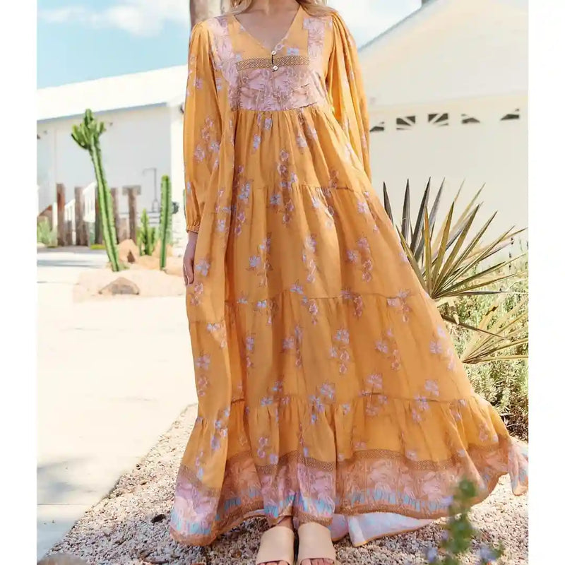 Meadow Maxi Dress Mango Paper Crane print