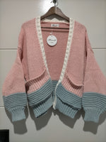 Minnesota Chunky Pocket Cardi - Pink, Blue and Cream