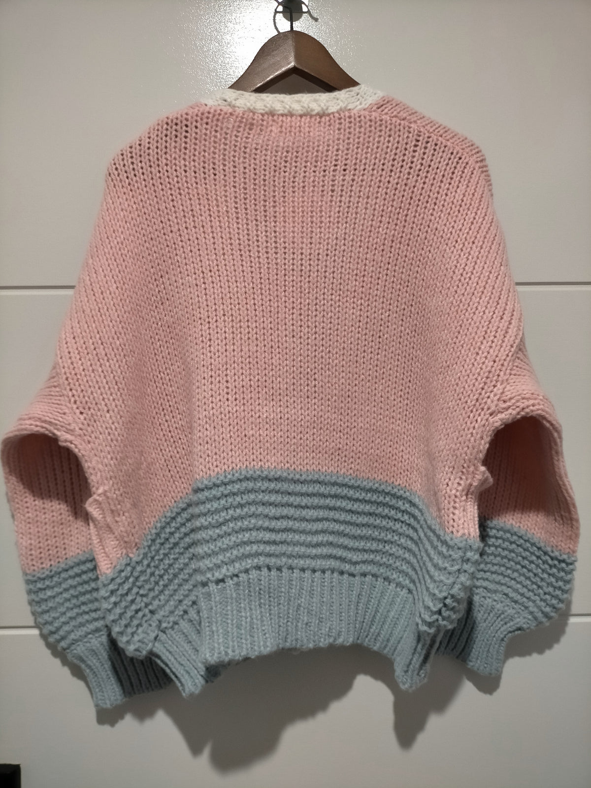 Minnesota Chunky Pocket Cardi ~ Pink, Blue and Cream