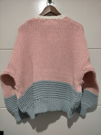 Minnesota Chunky Pocket Cardi ~ Pink, Blue and Cream